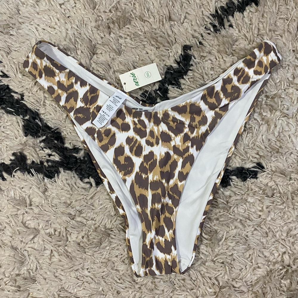 Aerie Cheetah Leopard Print High Cut Bikini Bottoms NWT Size L